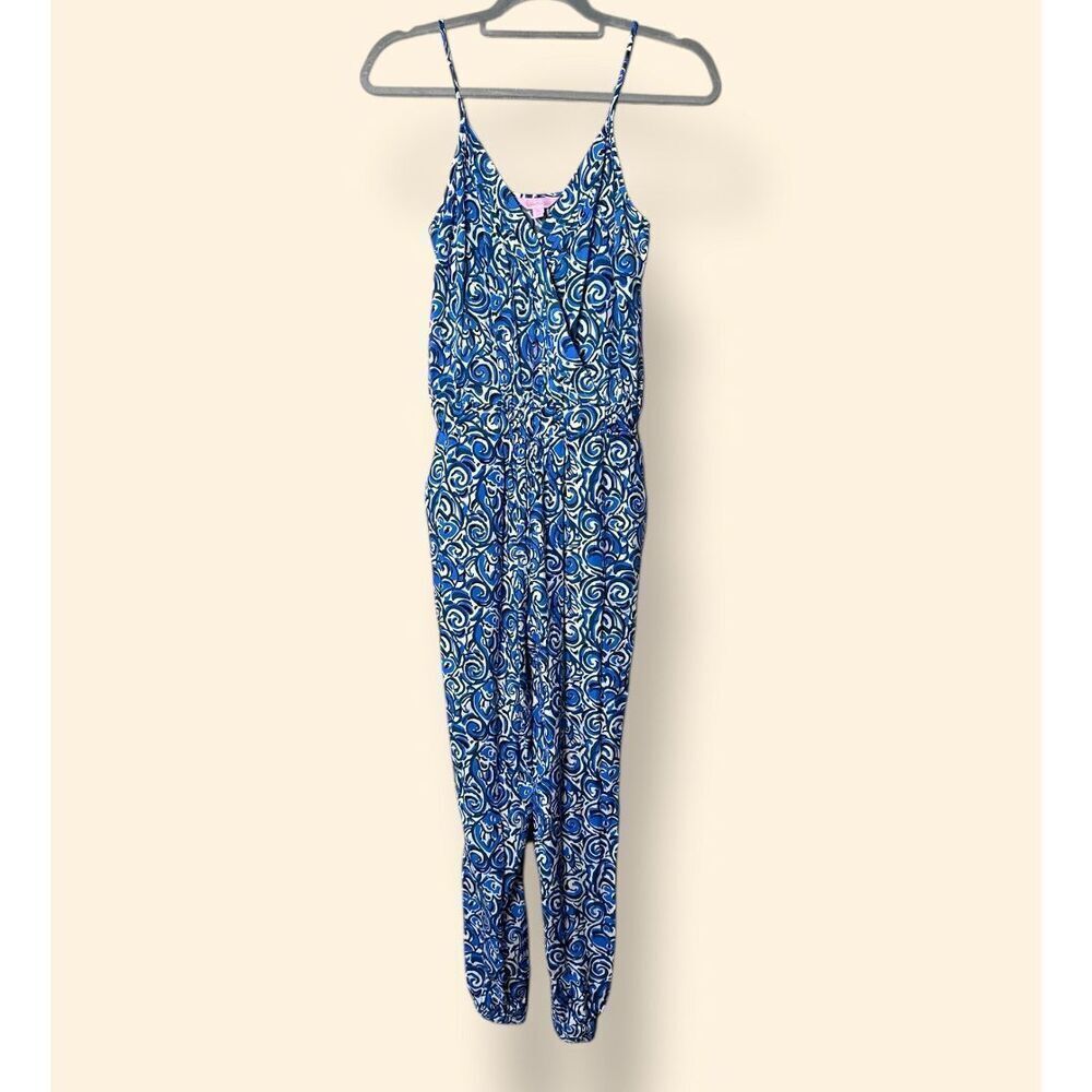 Lilly Pulitzer Melba Jumpsuit Indigo Chasing Tail blue sz XS